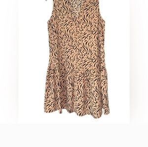 Nine West Women's Button Front Ruffle Hem Dress Animal Print‎